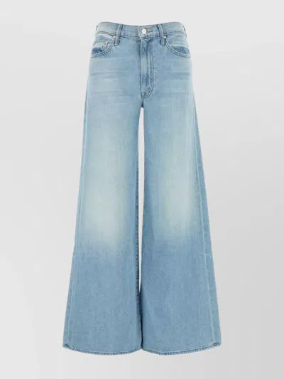 Mother Wide-leg Jeans Five-pocket Style In Blue