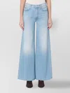 Mother Wide-leg Jeans With Faded Wash And Belt Loops In Blue