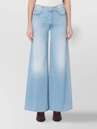 Mother Wide-leg Jeans With Faded Wash And Belt Loops In Blue