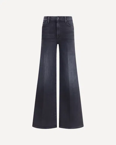 Mother Wide Leg Stretch Cotton Jeans In Black