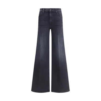 Mother Wide Leg Stretch Cotton Jeans In Black