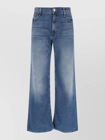 Mother Wide Leg Trousers Belt Loops Back Pockets In Blue