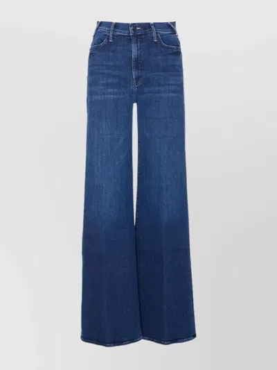 Mother Wide-leg Trousers With Elasticized Fit And Contrast Stitching In Blue