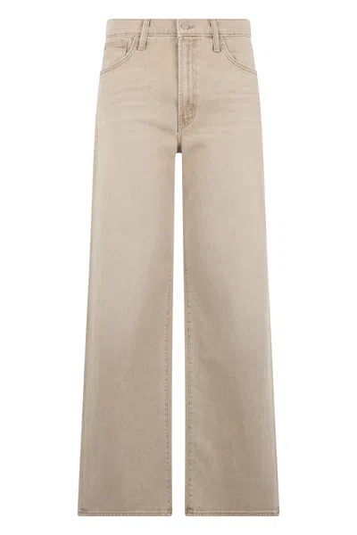 Mother Wide-leg Cotton Jeans In Neutral