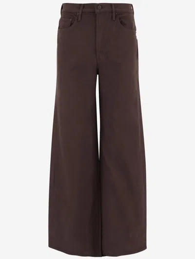 Mother Wide-leg Stretch Cotton Jeans In Brown