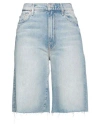 Mother The Undercover Frayed Knee Length Denim Shorts In Blue