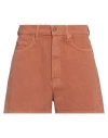 Mother Woman Denim Shorts Brown Size 29 Cotton In Brown