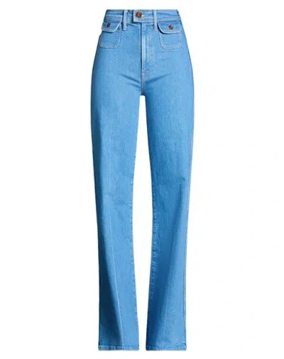 Mother Woman Jeans Blue Size 24 Cotton, Post-consumer Recycled Cotton, Polyester, Elastane In Animal Print