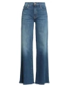 Mother The Kick It Jeans In Blue Cotton In Multi