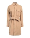 Mother Woman Mini Dress Camel Size Xl Cotton, Polyester, Elastane In Beige