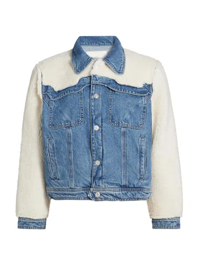Mother Women's Backbend Faux Shearling Denim Jacket In Deans List