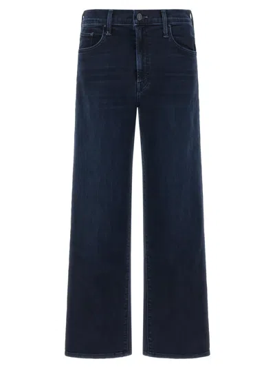 Mother Women Blue Straight Mid Rise Jeans In Multi