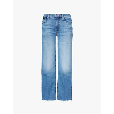 Mother Womens Enjoy The Ride Rambler Faded-wash Straight-leg Mid-rise Stretch-denim Blend Jeans