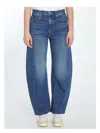 Mother The Full-pipe Flood Highrise Baggy Jeans In Blue