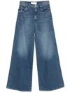 Mother High-waisted Cropped Jeans In Blue Denim
