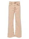Mother The Dodger Flood High Rise Jeans In Dark Khaki In Beige