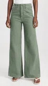 Mother The Major Sneak Roller High Rise Wide Leg Jeans In Roger That In Multi