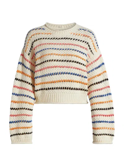 Mother Women's The Bell Sleeve Striped Cotton Sweater In She Sells Seashells