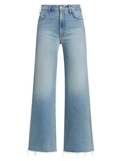 Mother Womens Folk Star The Dodger Flood Wide-leg Denim Jeans In Blue