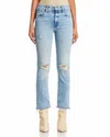 Mother Women's The Insider Flood Fray Distressed Jeans In Peak A Boo In Blue