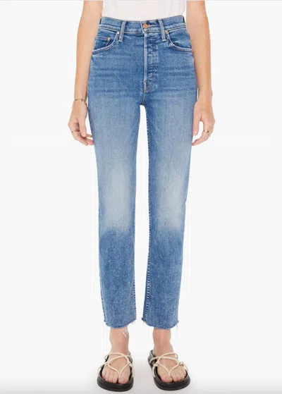 Mother Women's The Tomcat Ankle Fray Jean In Kitty Corner Lt Wash In Blue