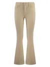 Mother Cropped Flared Jeans With Front And Back Pockets In Beige