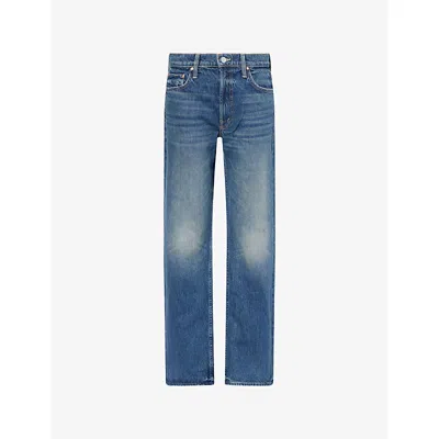 Mother Womens After Midnight The Reifler Straight-leg Denim Jeans In Blue