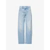 Mother Womens The Full Pipe Flood Denim Jeans Back Pedal In Back Pedal