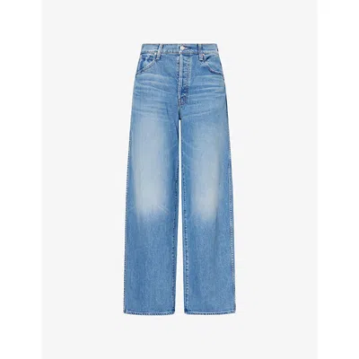 Mother Womens Birds Gone Wild The Delinquent Nerdy Low-slung Denim Jeans In Blue