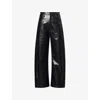 Mother Womens The Halfpipe Flood Faux-leather Trousers Black - Blk In Black