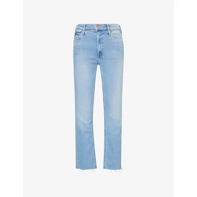 Mother Womens Dazzler Ankle Fray Cotton-blend Jeans Blessing In Disguise