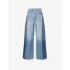 Mother Womens Blinded By The Dark Pipedream Sneak Fray Wide-leg Denim Jeans In Blue