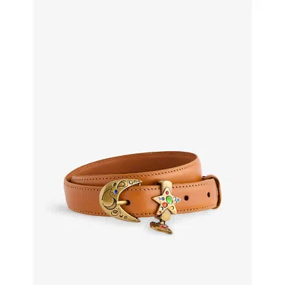 Mother Womens Brw-brown The Charm School Leather Belt