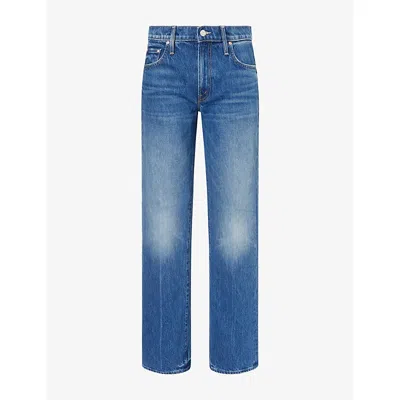 Mother Womens Call Me Wild Rambler Skimp Straight-leg Denim Jeans In Blue