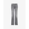 Mother Womens Catch Me Outside The Doozy Sneak Fray Stretch-denim Jeans In Gray