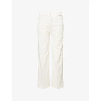 Mother Womens The Rambler Zip Ankle Straight-leg Denim Jeans Cream Puffs
