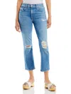 MOTHER WOMENS DENIM DISTRESSED BOOTCUT JEANS