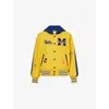 Mother Womens Drop Out The Split Hood Team Spirit Embellished Wool-blend Hoody Xs In Yellow