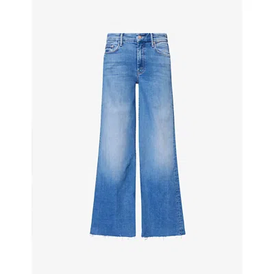 MOTHER WOMENS FAN FAVORITE THE ROLLER FRAY FLARED STRETCH-DENIM BLEND JEANS