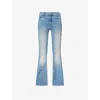 Mother Womens Glow Up The Weekender Fray Flared-leg Denim Jeans In Blue
