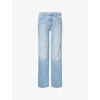 Mother Womens Go Long The Kick It Straight-leg Denim Jeans In Blue