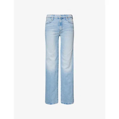 Mother Womens Go Long The Kick It Straight-leg Denim Jeans In Blue