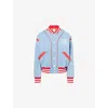 Mother Womens Grand Slam Three Strikes Contrast-trim Cotton Bomber Jacket In Multi
