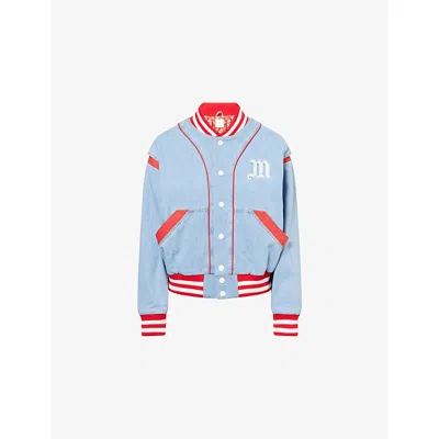 Mother Womens Grand Slam Three Strikes Contrast-trim Cotton Bomber Jacket In Multi