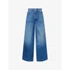 Mother Womens Green Thumb The Headliner Sneak Wide-leg Denim Jeans In Blue