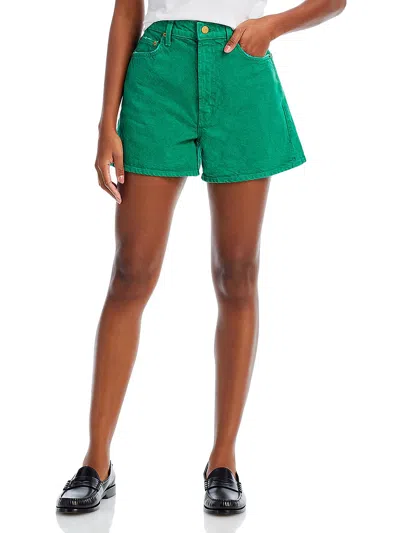 Mother Womens High-rise Denim Denim Shorts In Green