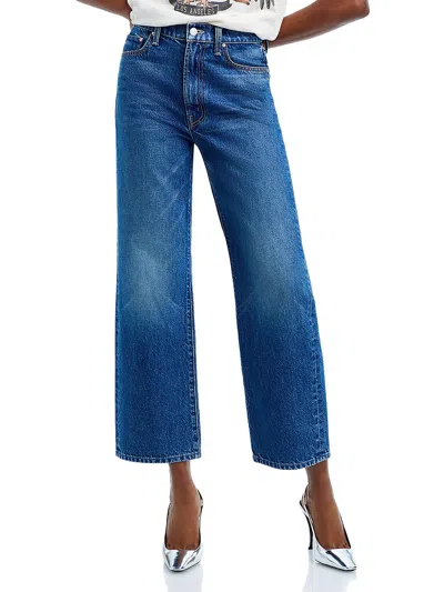 Mother Womens High Rise Embellished Straight Leg Jeans In It's A Small World