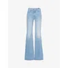 Mother Womens Horseback To Quarterback The Doozy Flared Straight-leg Mid-rise Stretch-denim Jeans In Horseback To Quarterback