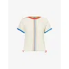 Shop Mother Womens In The Fast Lane The Side Cinch Striped Cotton-blend Knitted Top