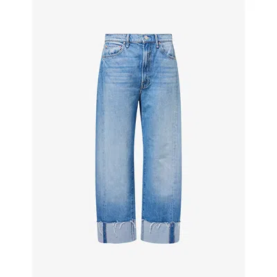 Mother Womens Last Bite The Halfpipe Ankle Cuff Barrel-leg Denim Jeans